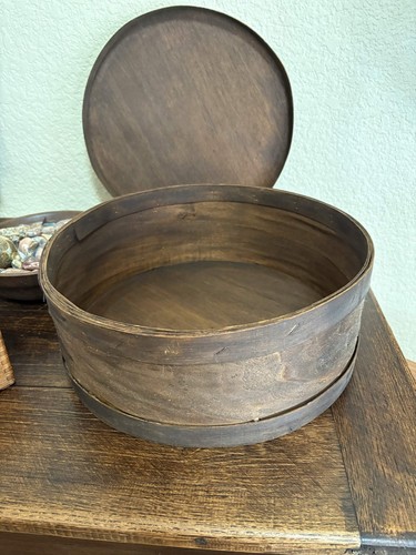 Antique wood hat box - wood,